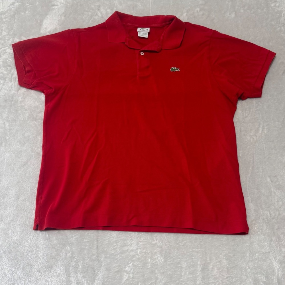 Lacoste Men's Solid Red Polo Shirt Embroidered Logo 7 US size‎ 2XL Golf